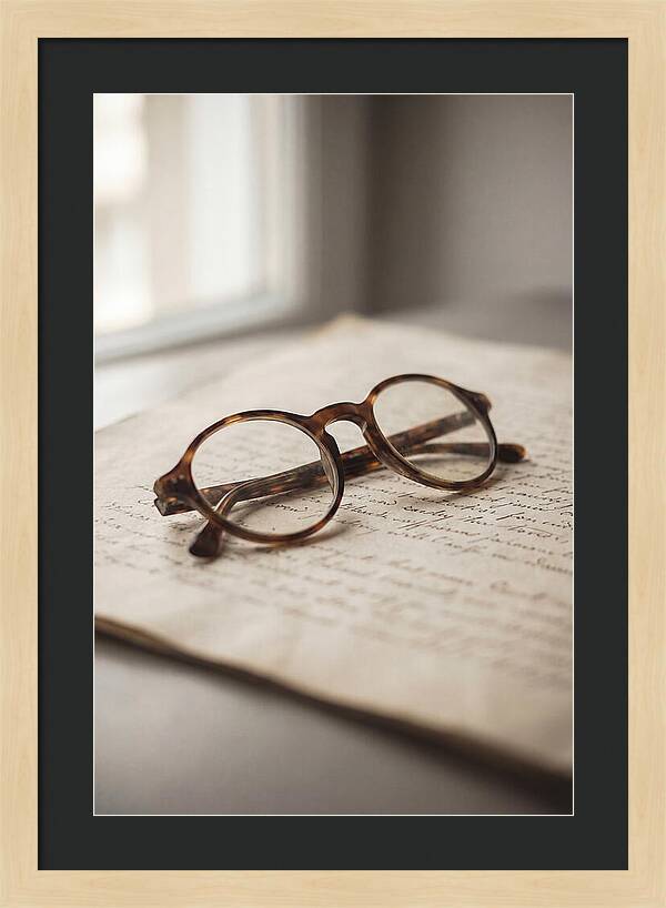 Vintage Eyeglasses On Antique Document