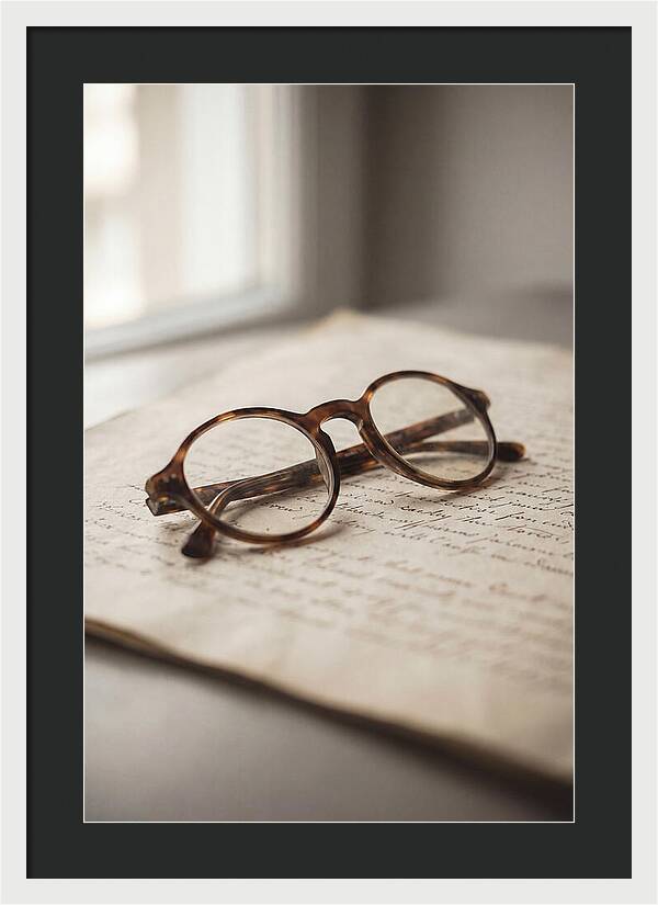Vintage Eyeglasses On Antique Document