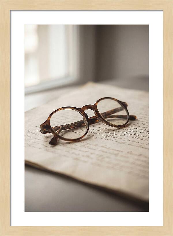 Vintage Eyeglasses On Antique Document