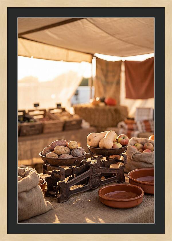 Vintage Farm Scales With Produce