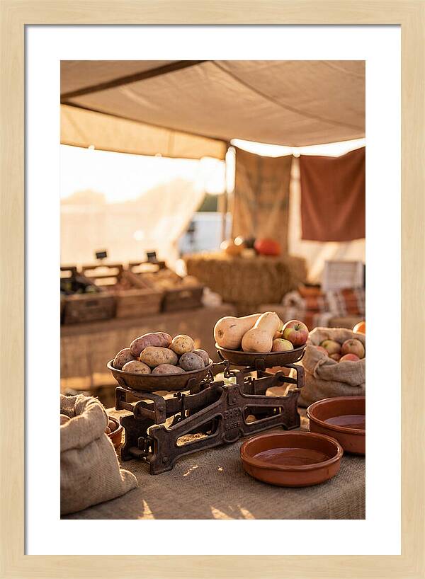 Vintage Farm Scales With Produce