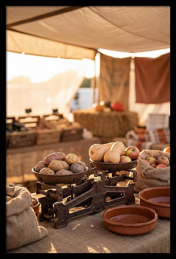 Vintage Farm Scales With Produce