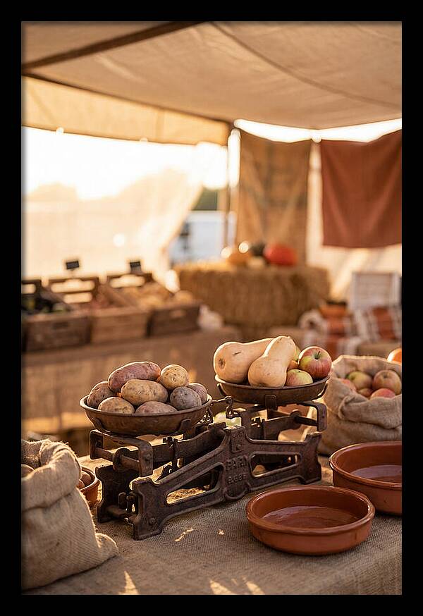 Vintage Farm Scales With Produce
