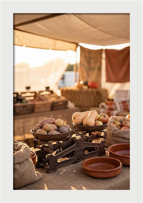 Vintage Farm Scales With Produce