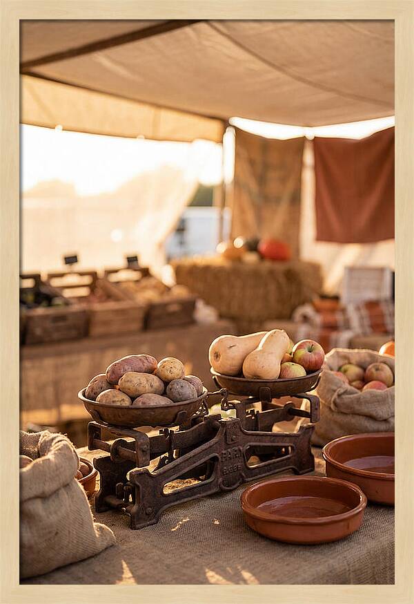 Vintage Farm Scales With Produce