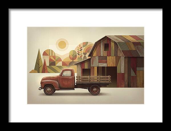 Vintage Farm Truck In Rusty Red