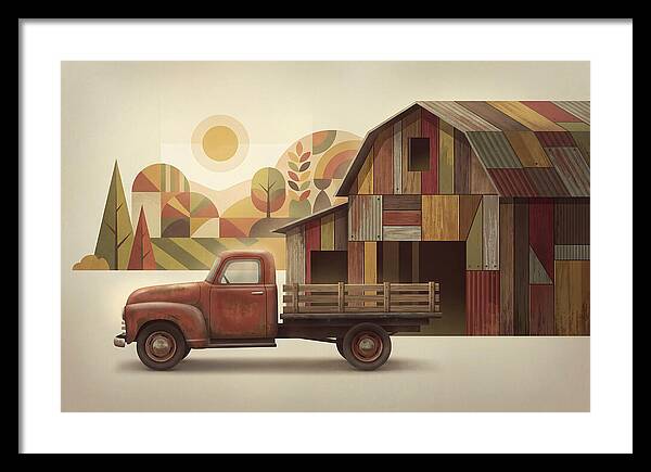 Vintage Farm Truck In Rusty Red