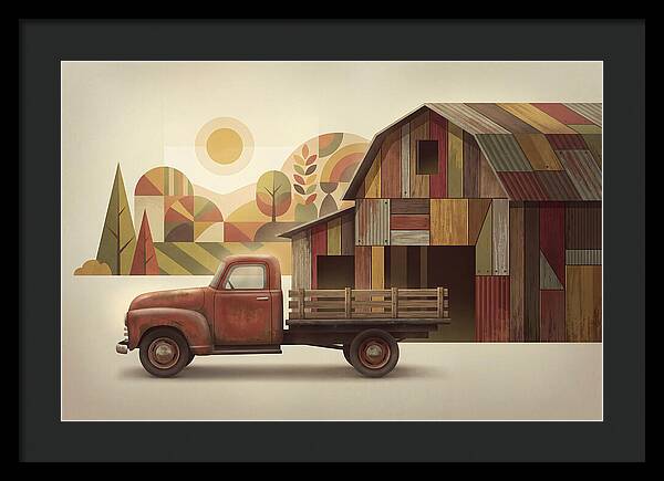 Vintage Farm Truck In Rusty Red