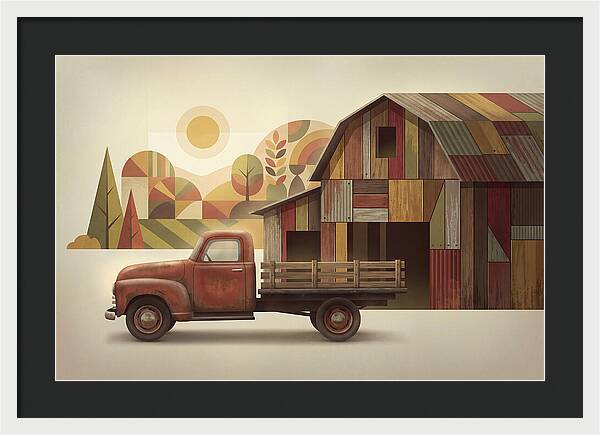 Vintage Farm Truck In Rusty Red
