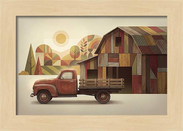 Vintage Farm Truck In Rusty Red