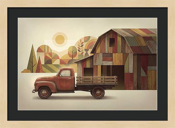 Vintage Farm Truck In Rusty Red