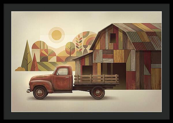 Vintage Farm Truck In Rusty Red