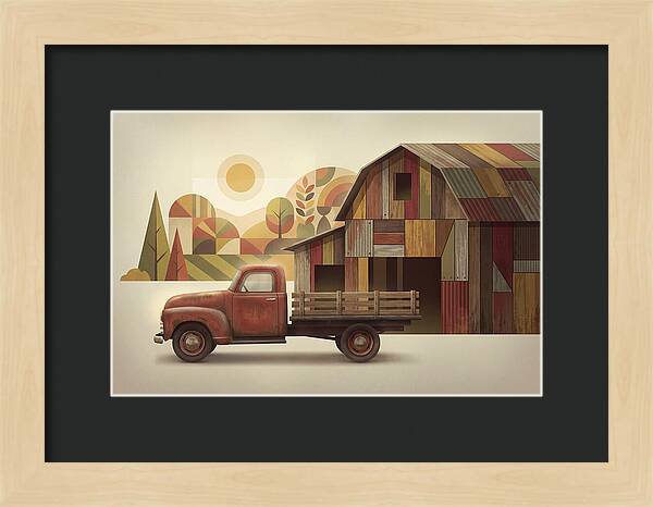 Vintage Farm Truck In Rusty Red