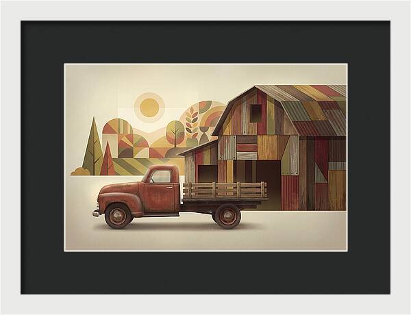 Vintage Farm Truck In Rusty Red