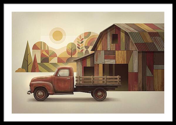 Vintage Farm Truck In Rusty Red