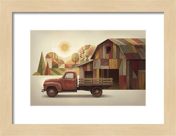 Vintage Farm Truck In Rusty Red