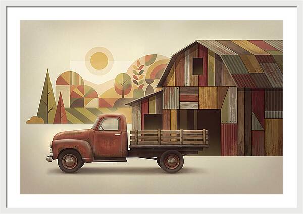 Vintage Farm Truck In Rusty Red