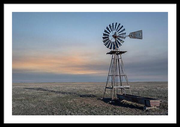 Vintage Farm Windmill At Dusk