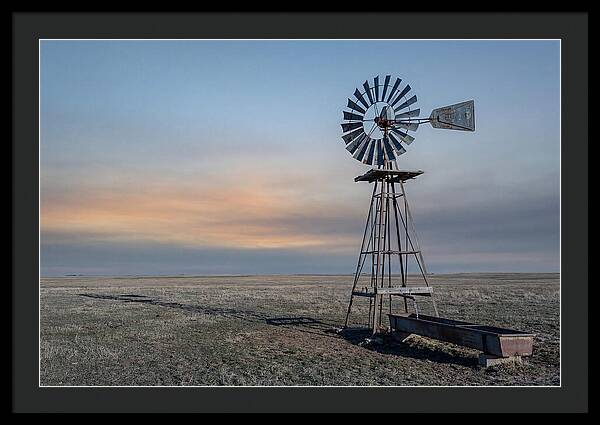 Vintage Farm Windmill At Dusk