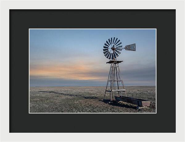 Vintage Farm Windmill At Dusk