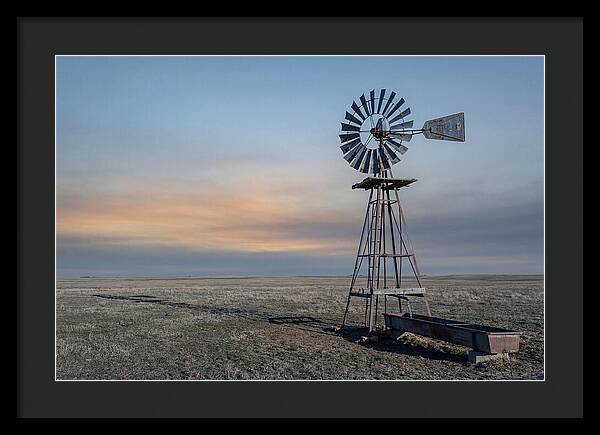 Vintage Farm Windmill At Dusk