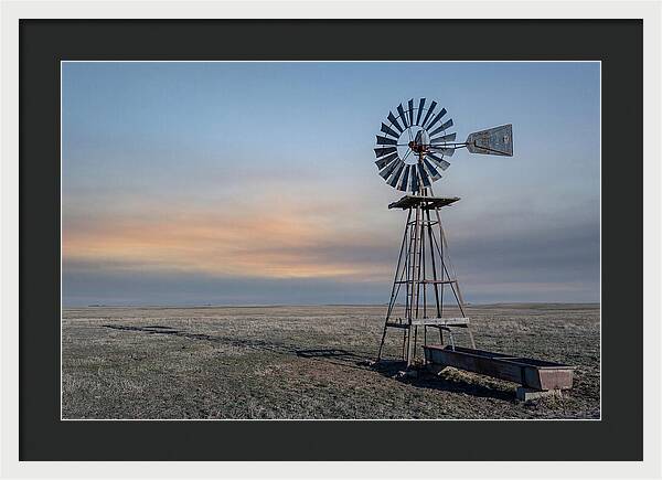 Vintage Farm Windmill At Dusk