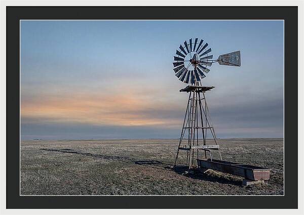 Vintage Farm Windmill At Dusk