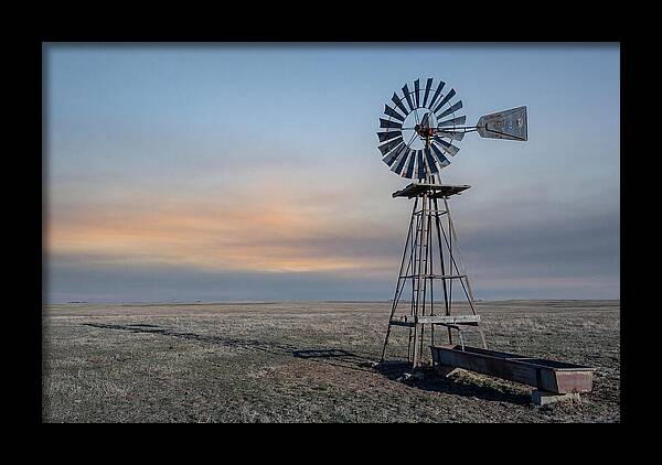 Vintage Farm Windmill At Dusk
