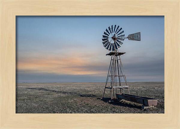 Vintage Farm Windmill At Dusk
