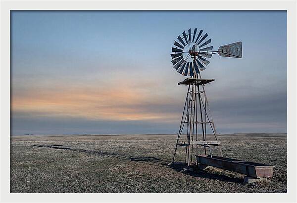 Vintage Farm Windmill At Dusk