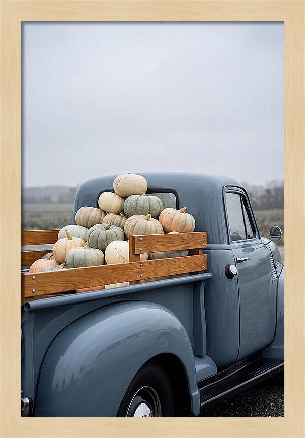 Vintage Flatbed Truck With Harvest