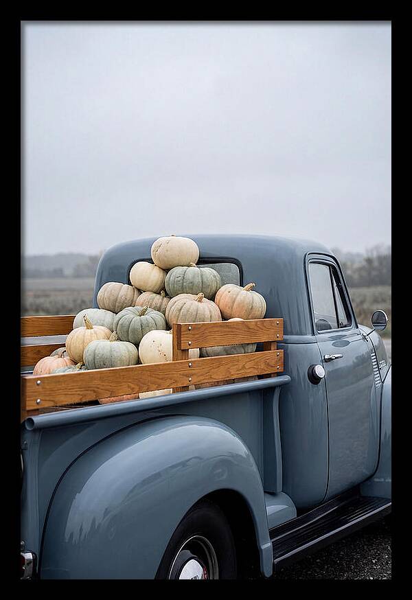 Vintage Flatbed Truck With Harvest