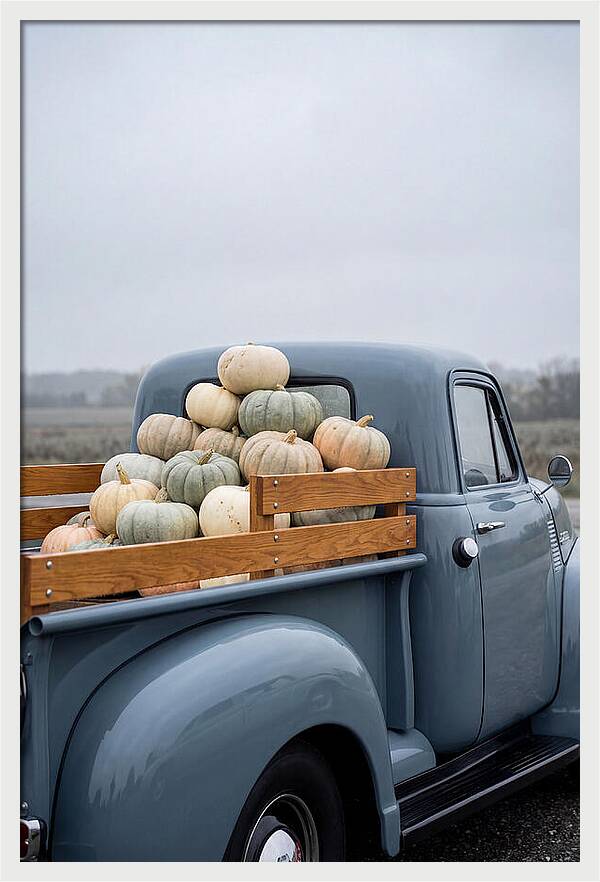 Vintage Flatbed Truck With Harvest