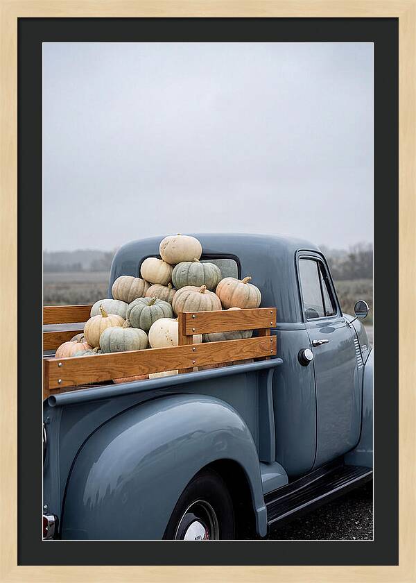 Vintage Flatbed Truck With Harvest