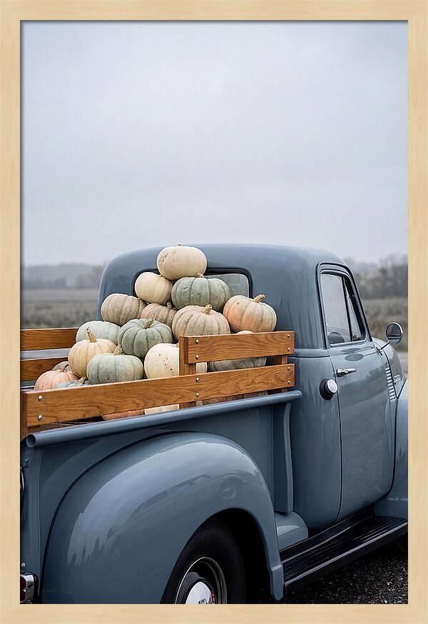 Vintage Flatbed Truck With Harvest