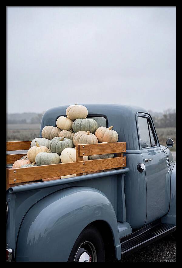 Vintage Flatbed Truck With Harvest