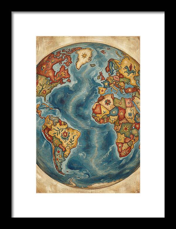 Vintage Folk Art Globe