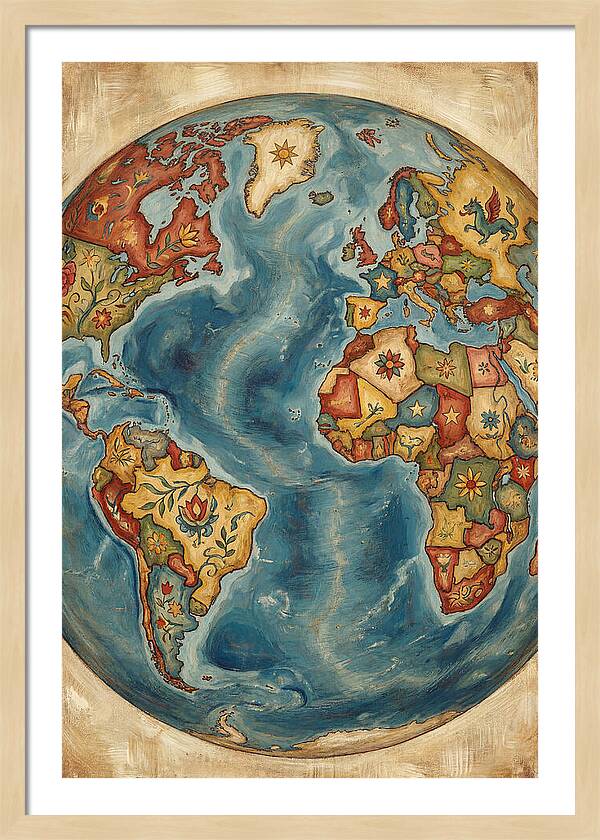 Vintage Folk Art Globe