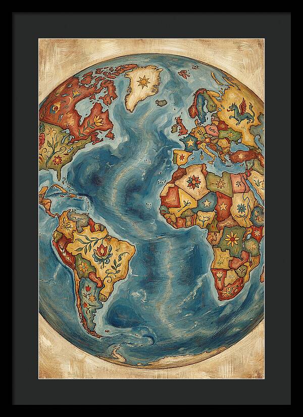 Vintage Folk Art Globe