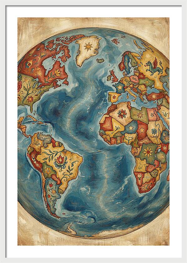 Vintage Folk Art Globe
