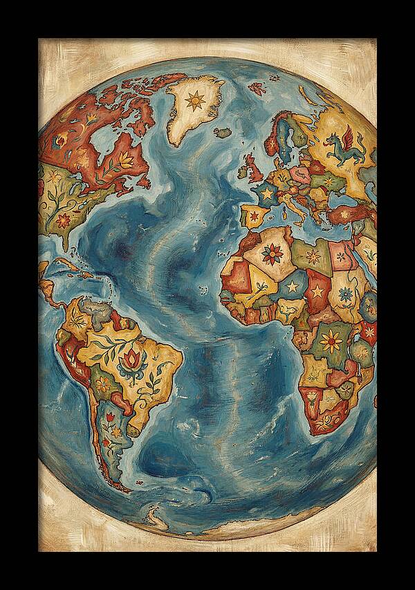Vintage Folk Art Globe