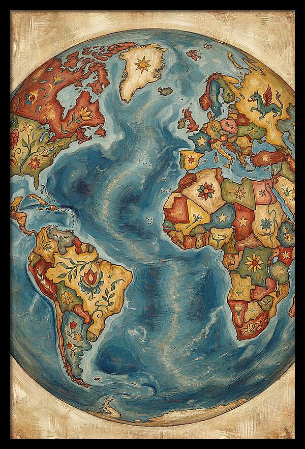 Vintage Folk Art Globe