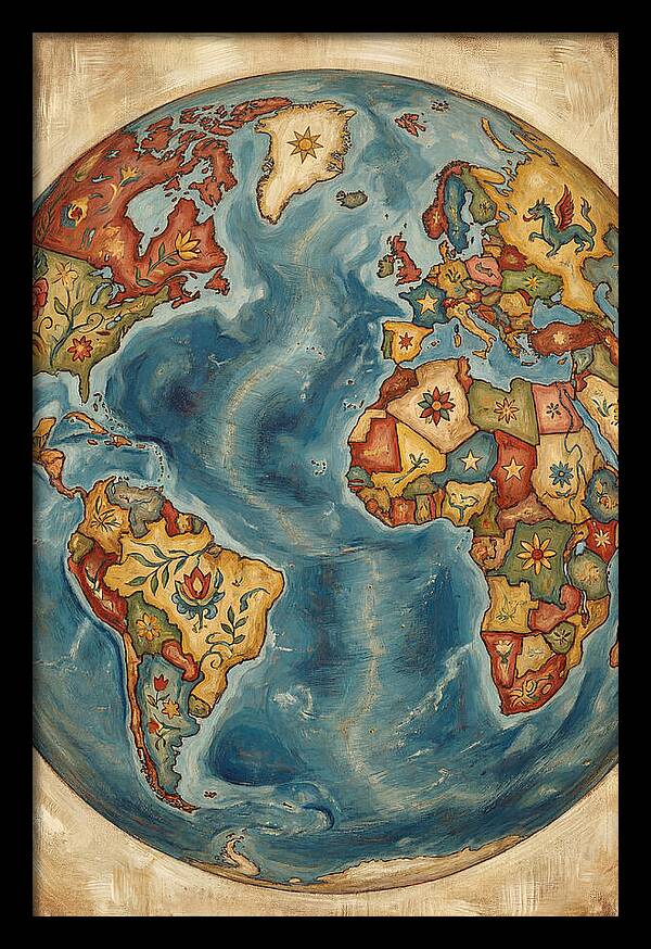 Vintage Folk Art Globe