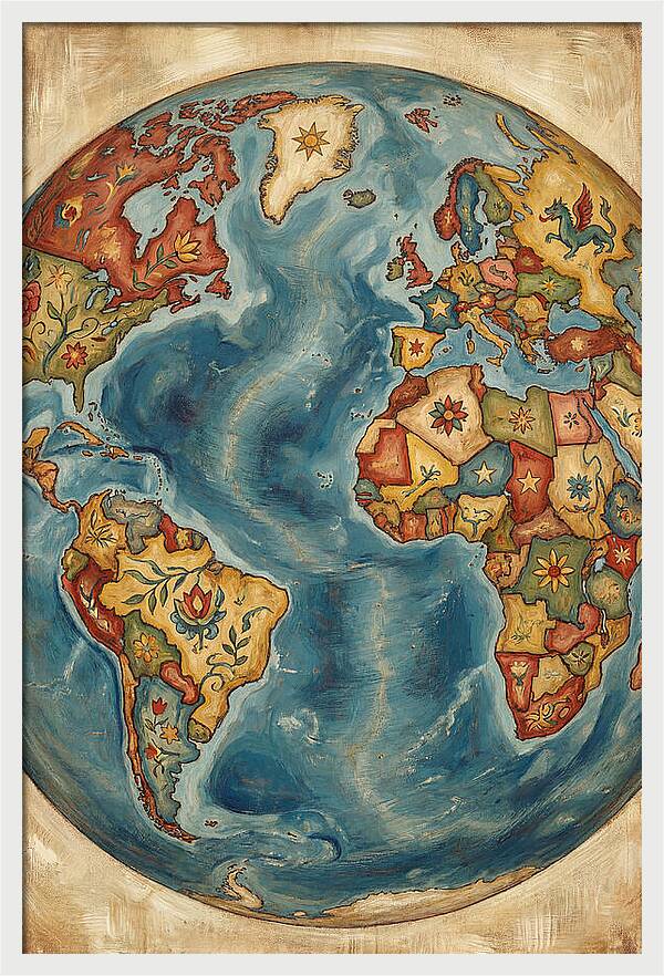 Vintage Folk Art Globe