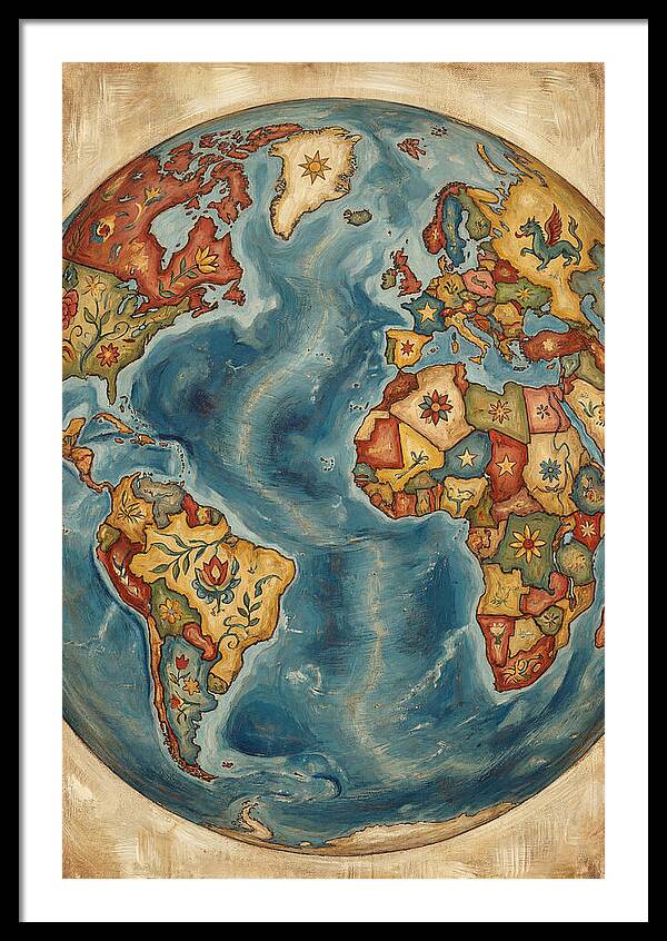 Vintage Folk Art Globe