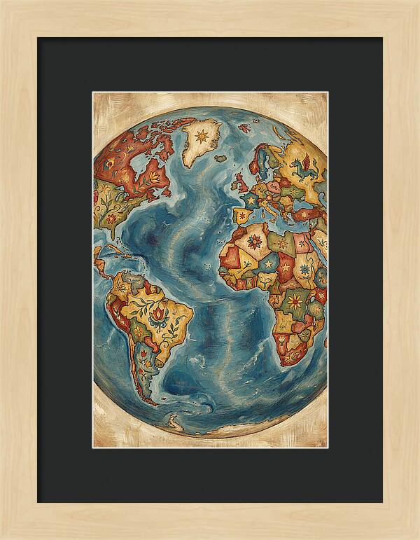 Vintage Folk Art Globe