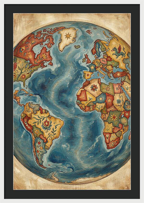 Vintage Folk Art Globe