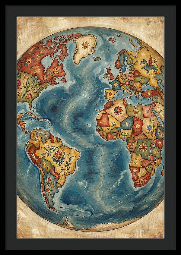 Vintage Folk Art Globe
