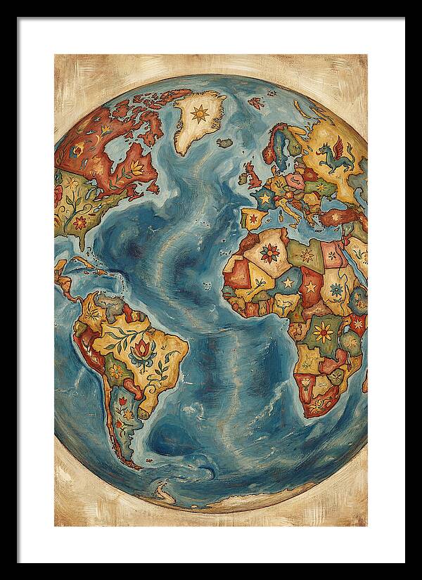 Vintage Folk Art Globe