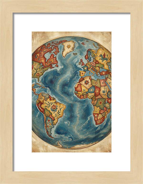 Vintage Folk Art Globe